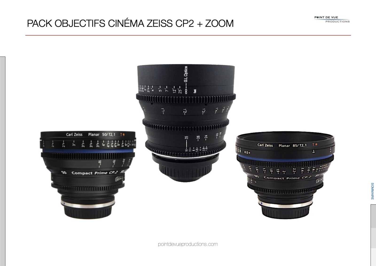 Objectifs cinéma Zeiss CP2 + zoom (Pack x3) - Photo 1 sur 9