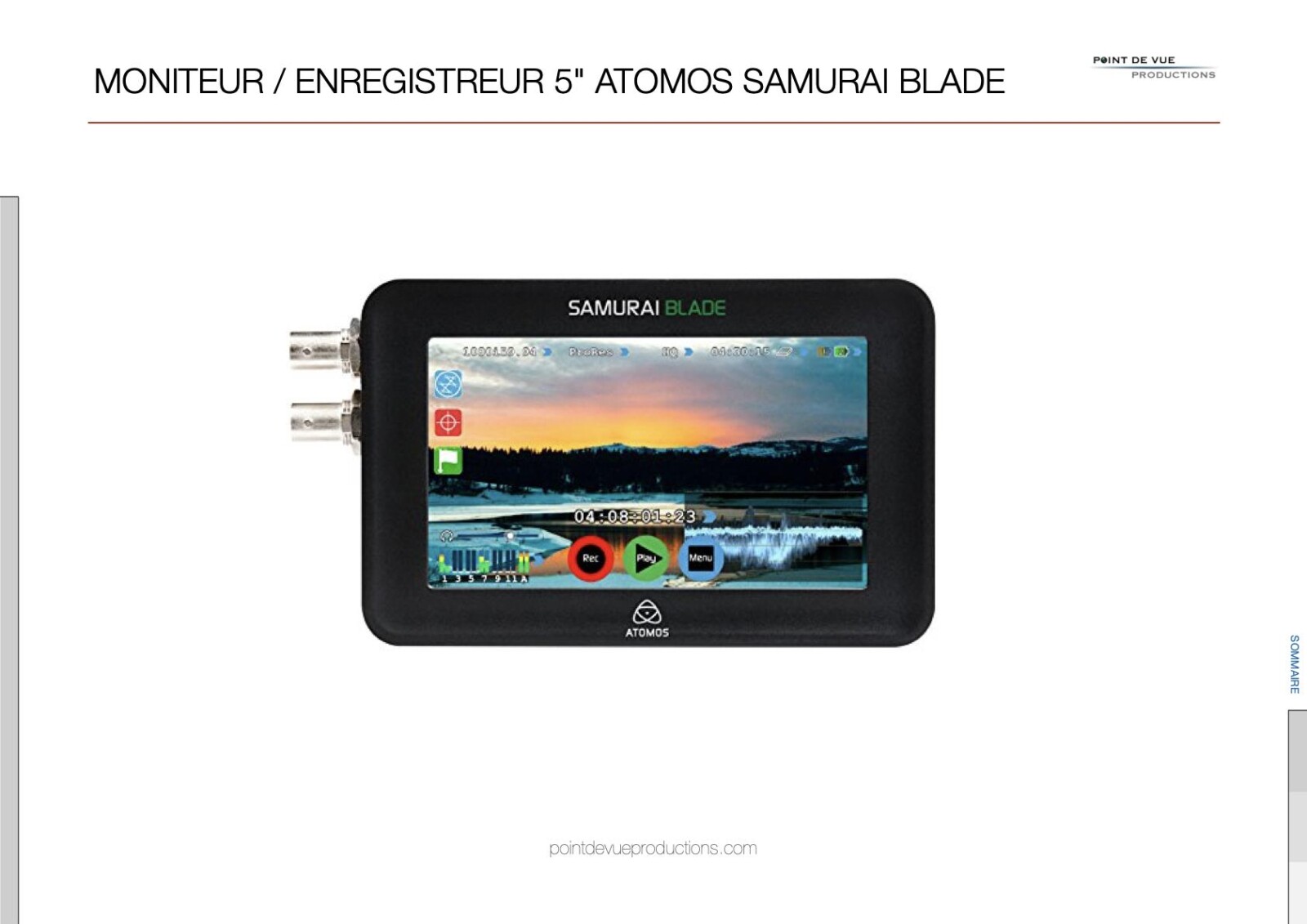Moniteur / enregistreur Atomos Samurai Blade 5" (HD-SDI 10 bits / enregistrement Prores & DNX) - Photo 1 sur 9