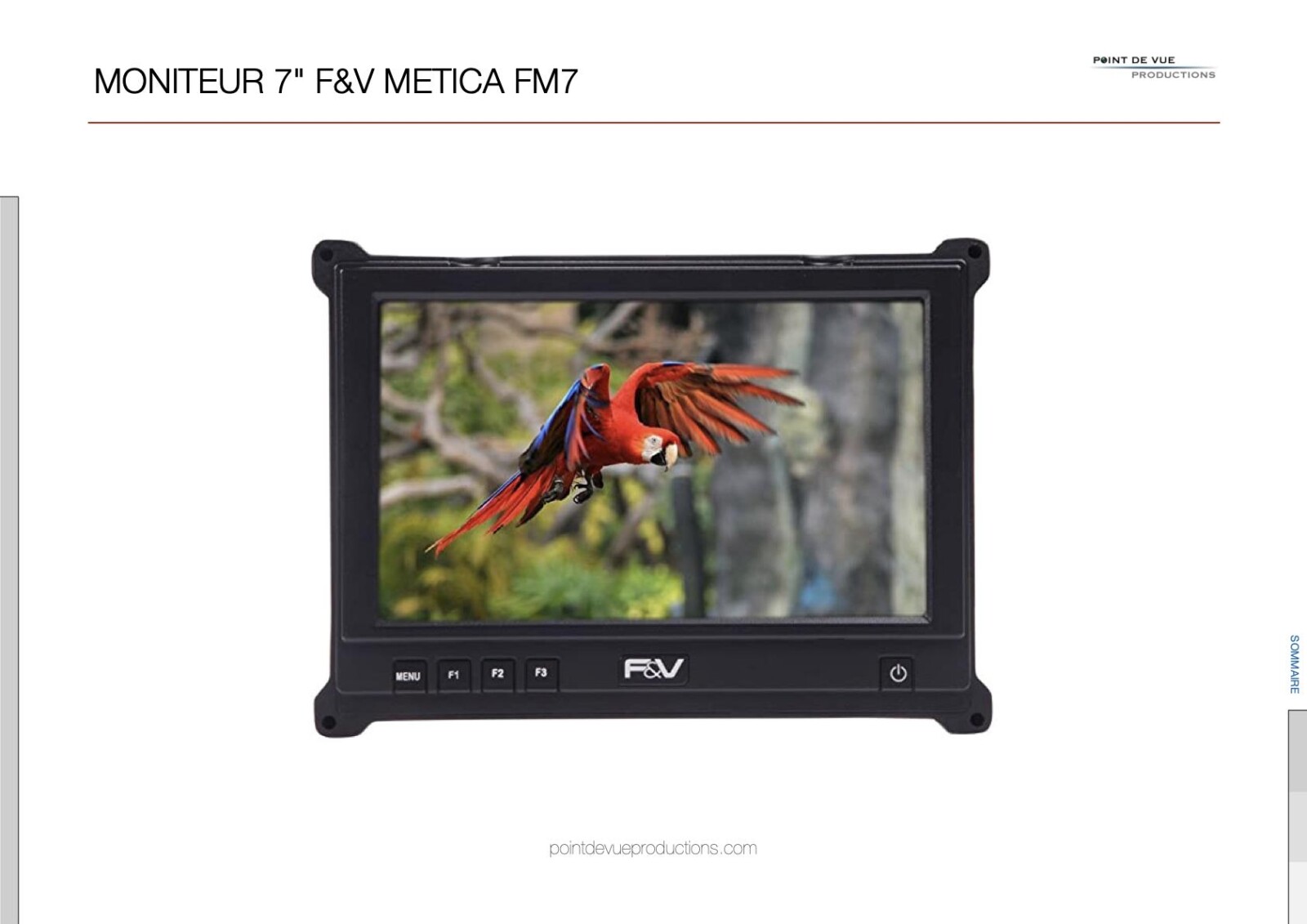 Moniteur F&V Metica FM7 7" (SDI / HDMI) - Photo 1 sur 9