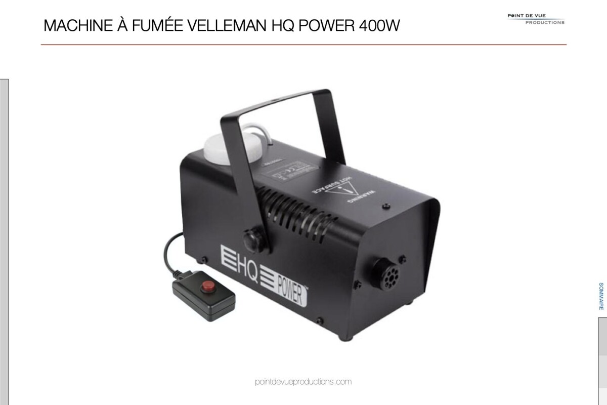 Location Velleman Machine à fumée HQ Power 400w - Lightyshare