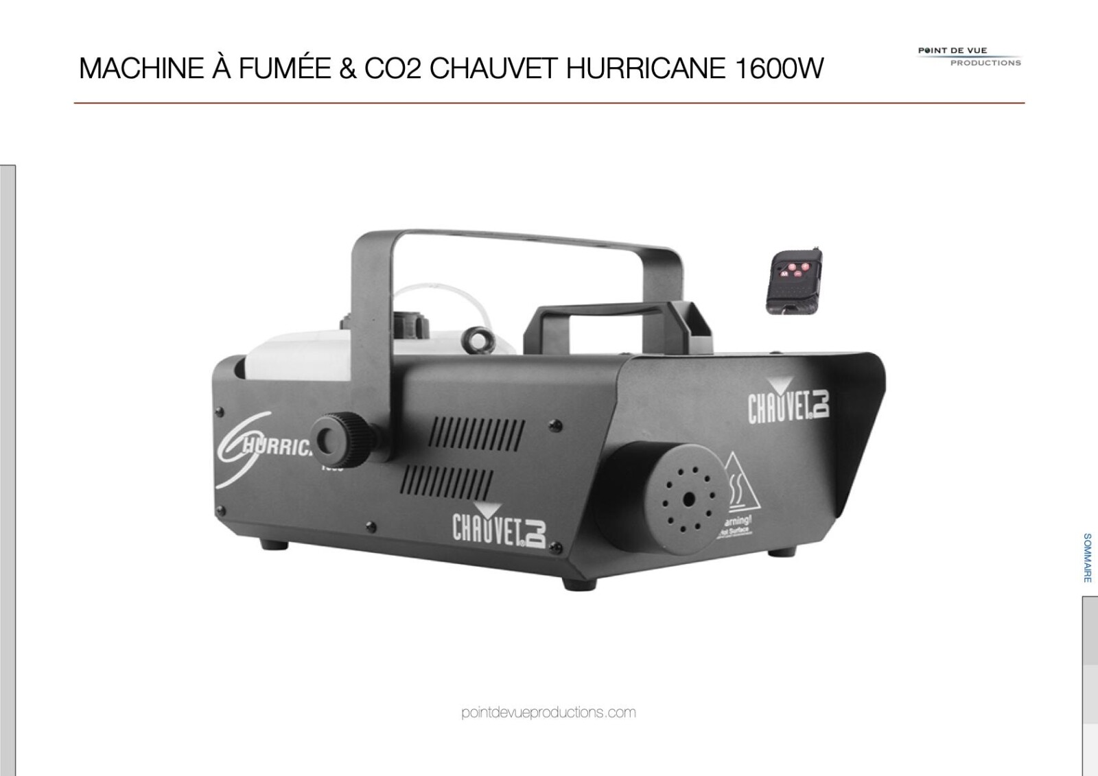 Machine à fumée et CO2 Chauvet Hurricane 1600 (1600w) - Photo 1 sur 9