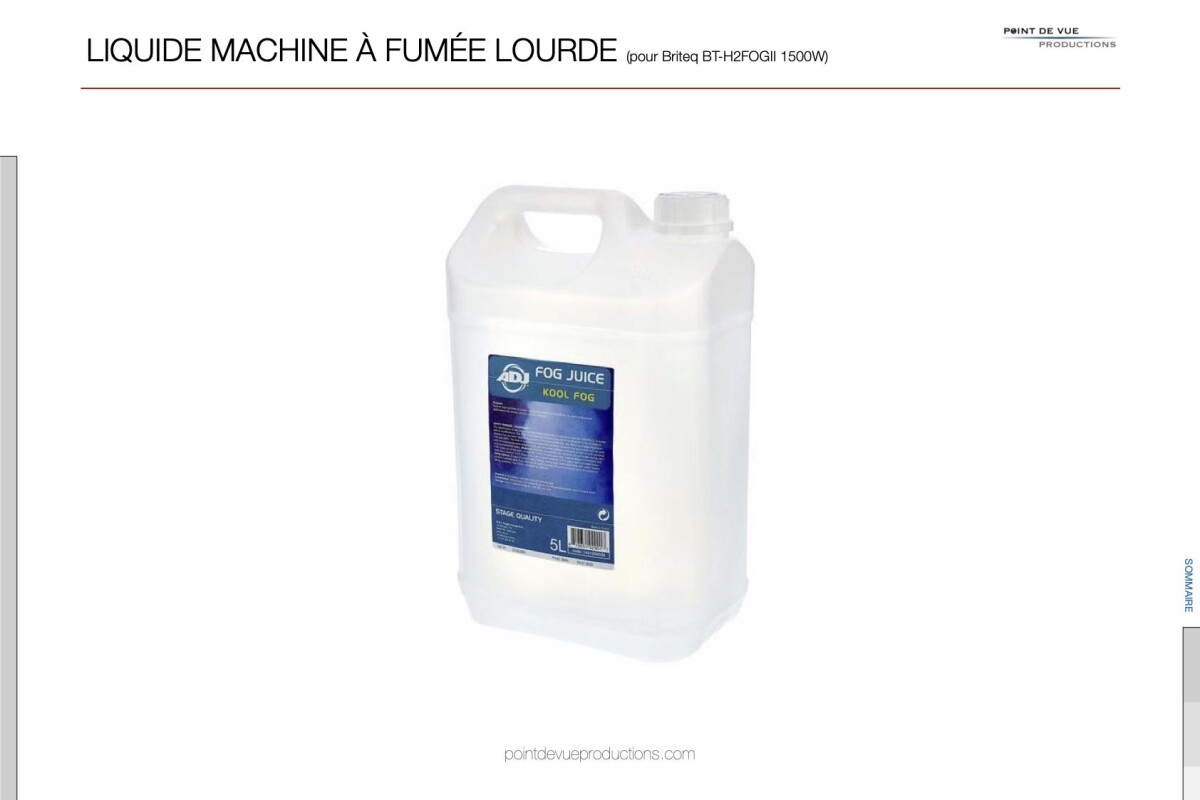 Location Liquide à fumée lourde (pour Briteq BT-H2FOGII 1500w) - Lightyshare