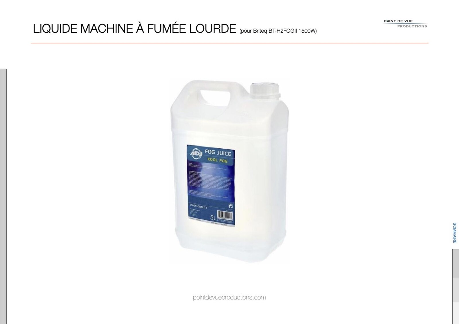 Liquide à fumée lourde (pour Briteq BT-H2FOGII 1500w) - Photo 1 sur 9