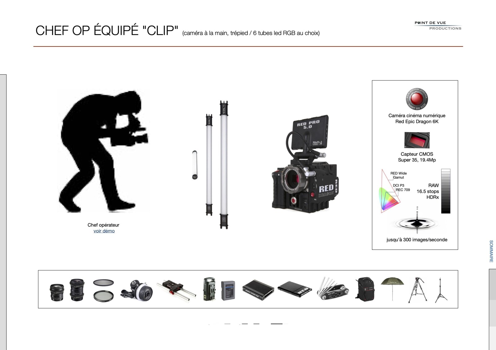 Chef opérateur équipé caméra RED (Pack "Clip") - Photo 1 sur 9