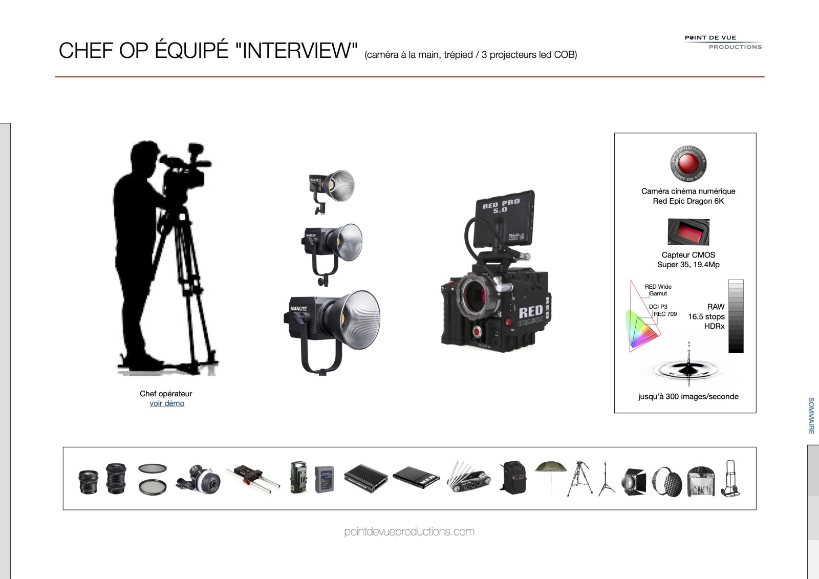 Chef opérateur équipé caméra RED (Pack "Interview") - Photo 1 sur 9