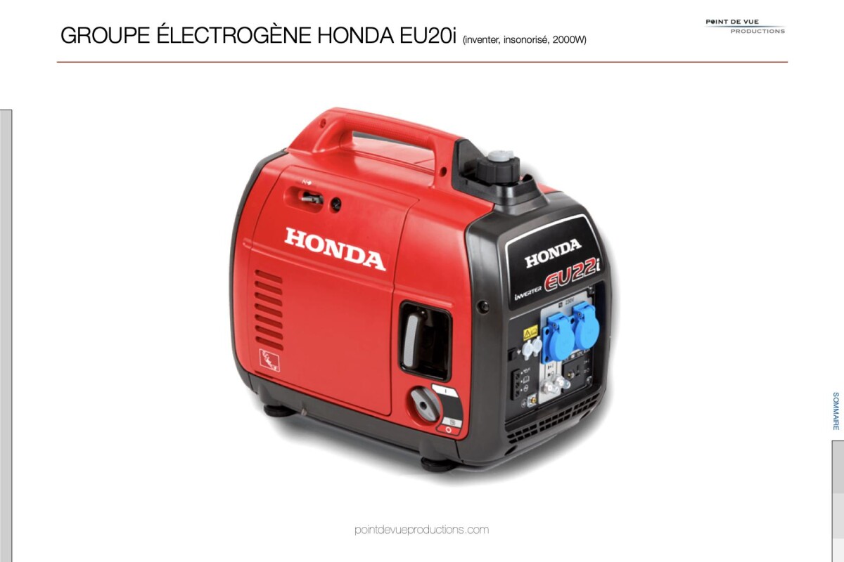 Location Groupe électrogène insonorisé Honda EU20i Inverter (2000w) - Lightyshare