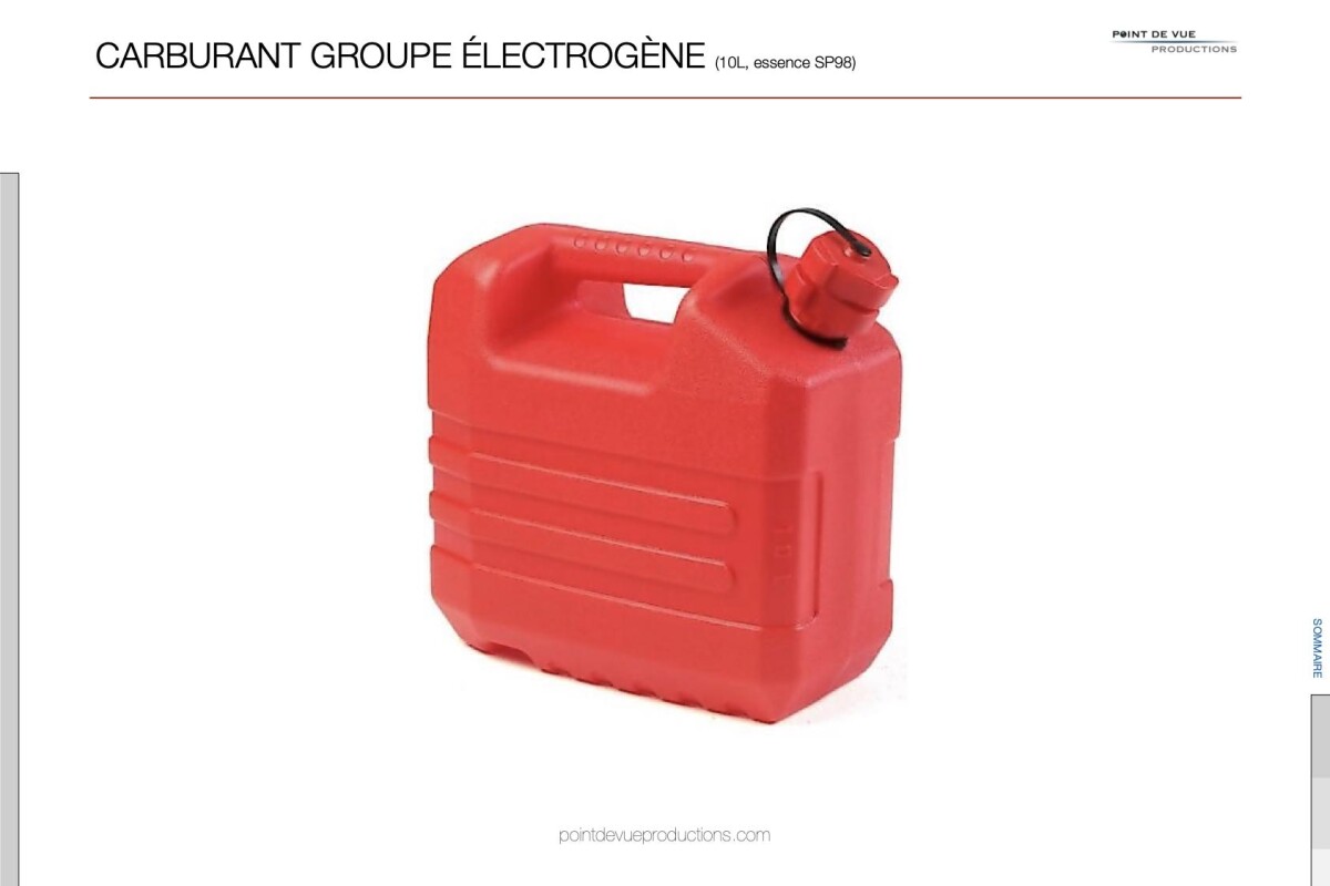Location Carburant groupe électrogène (bidon 10L SP98) - Lightyshare
