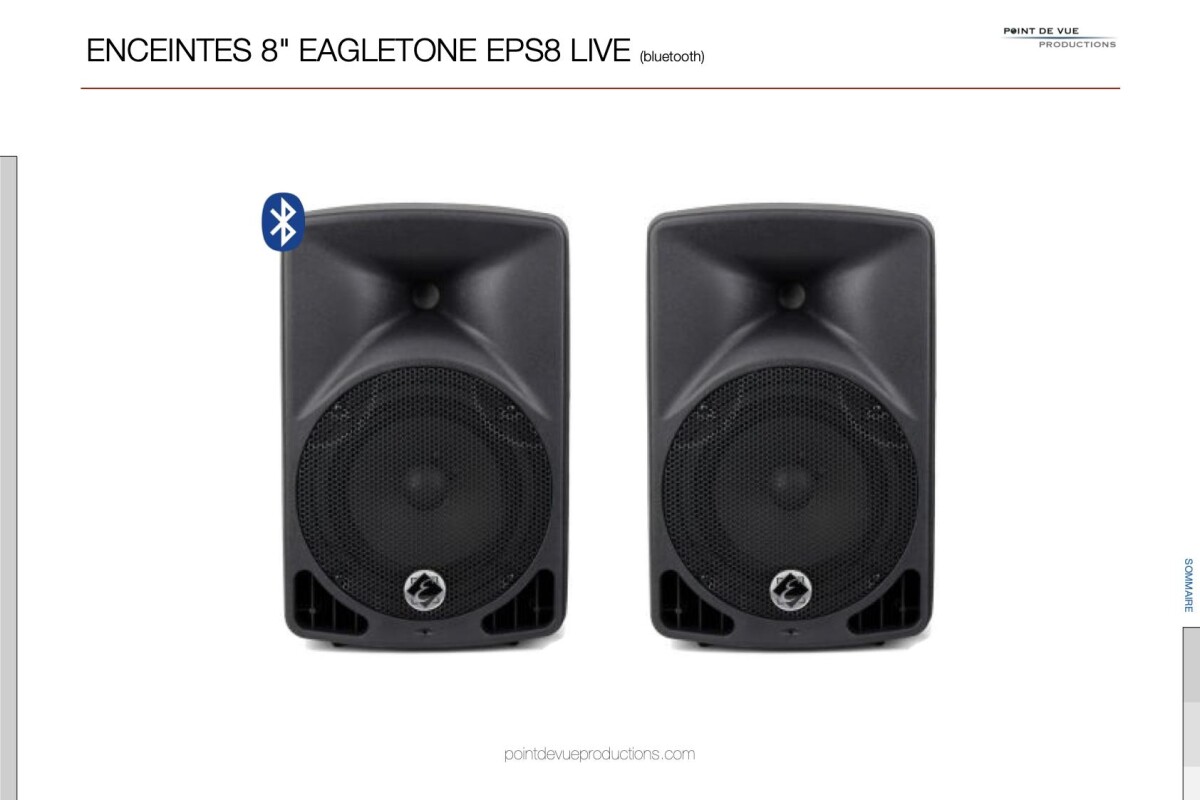 Location Enceintes actives 8" Eagletone EPS8 Live (bluetooth et table de mixage) - Lightyshare