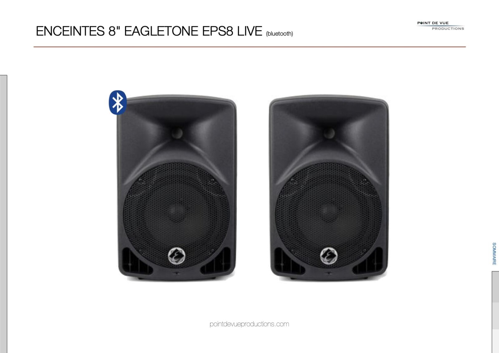 Enceintes actives 8" Eagletone EPS8 Live (bluetooth et table de mixage) - Photo 1 sur 9