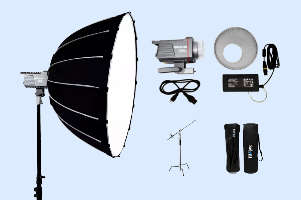 Location Amaran 200X + Pied C-Stand avec bras + Diffuseur lumière Nid d'Abeille à Paris - Lightyshare