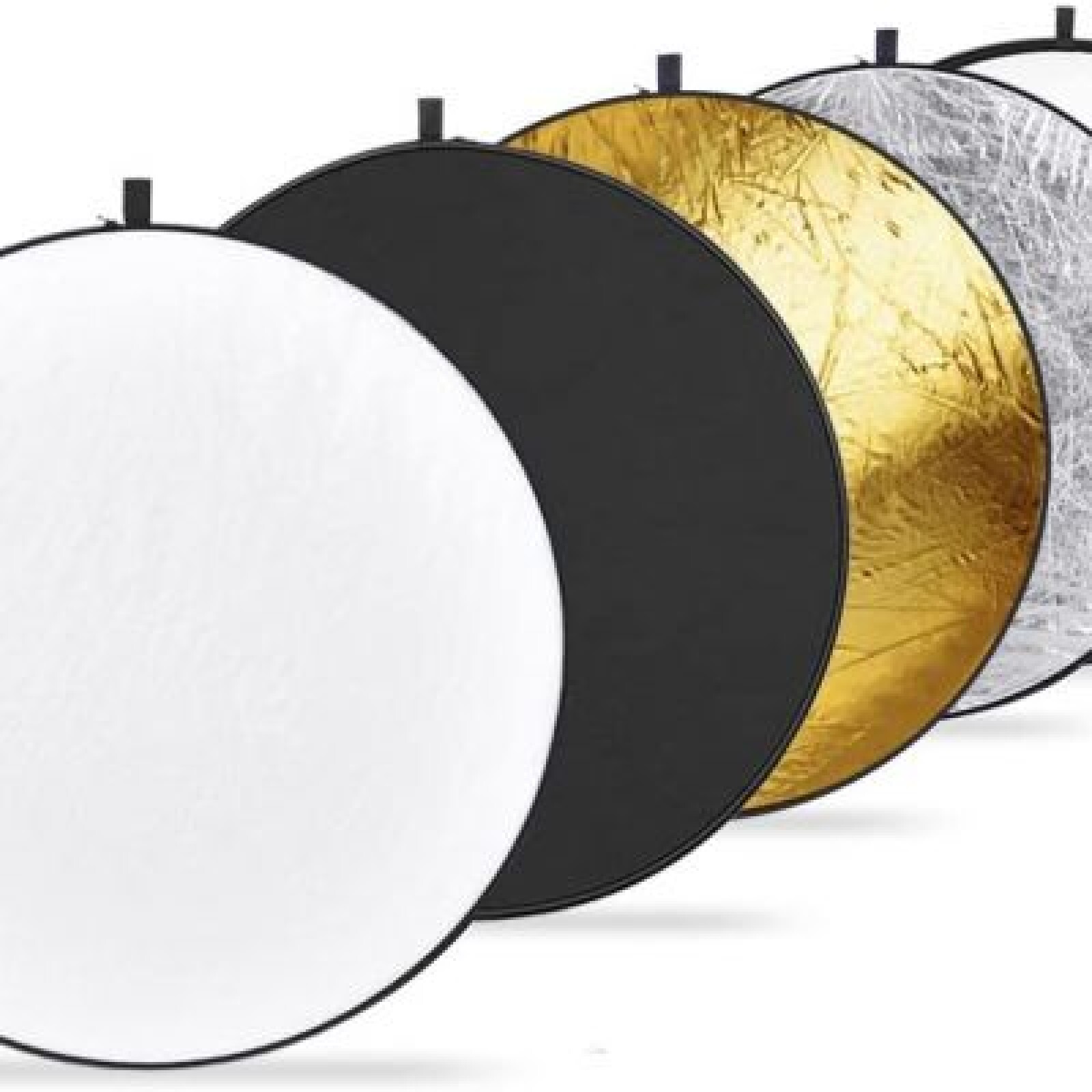 Réflecteur de lumière 5 en 1, 110 cm - Noir, doré, Argent, Blanc - Photo 1 sur 2