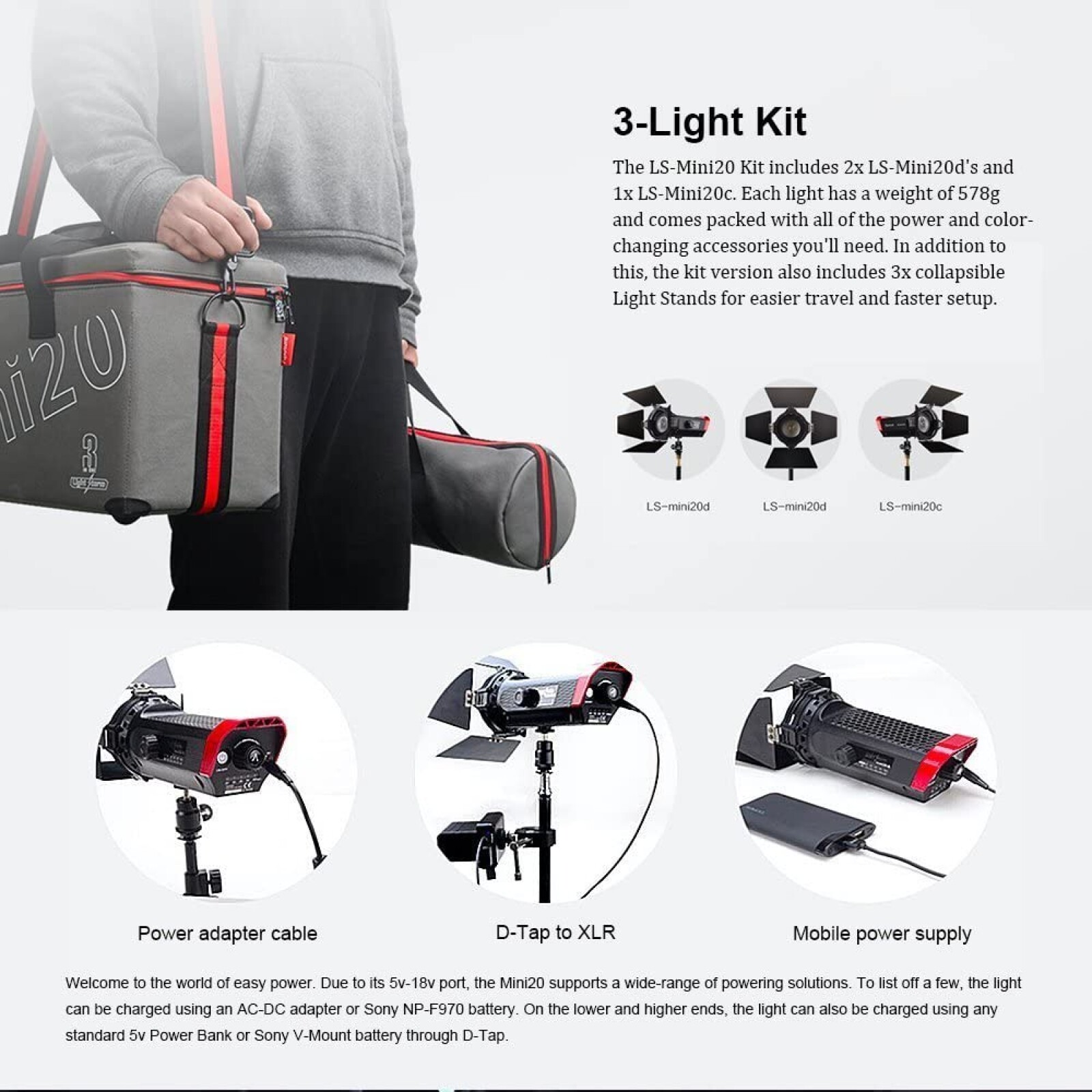 Kit LED APUTURE Mini fresnel_20ddc - Photo 3 sur 5