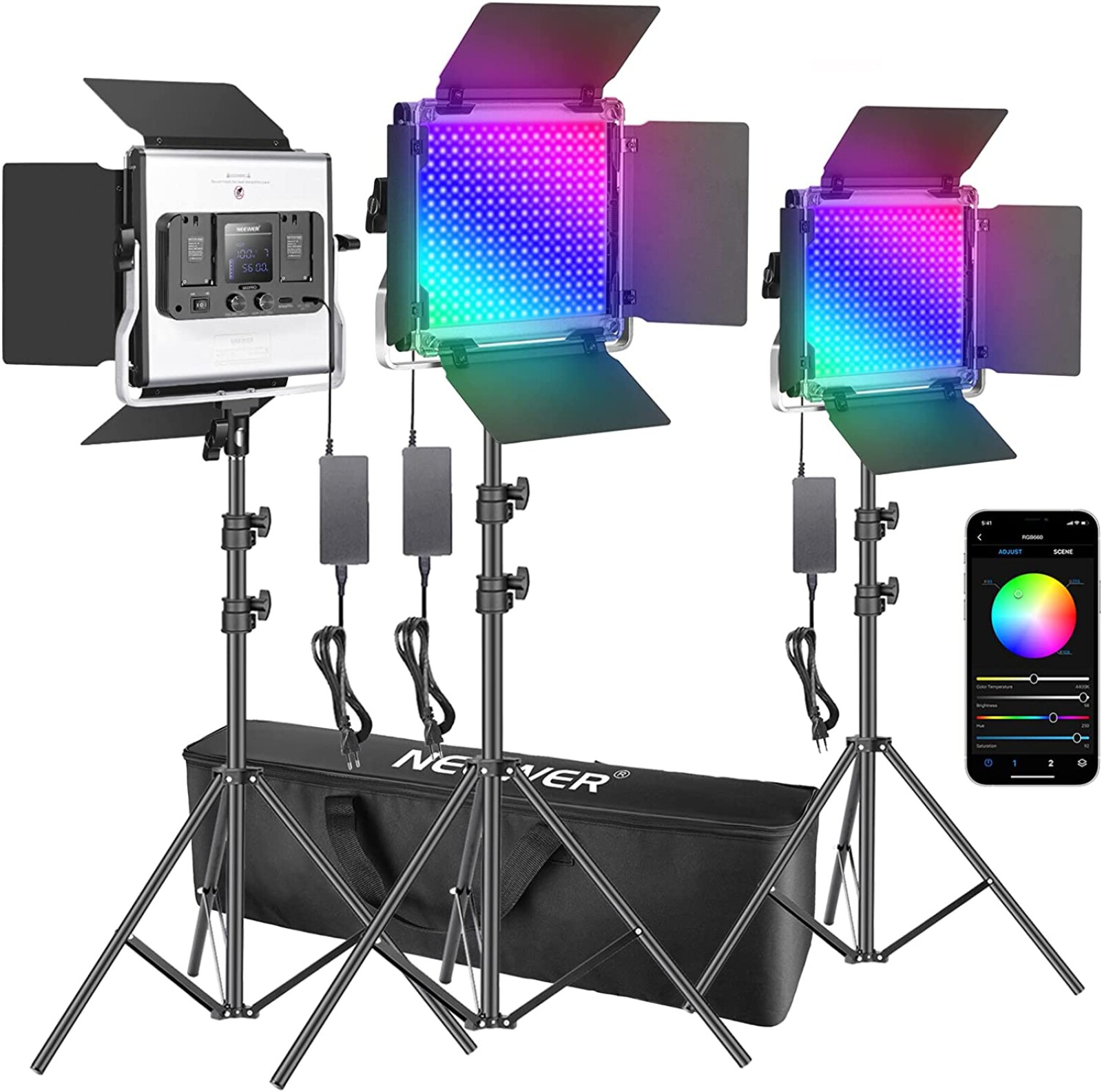 Kit Neewer 3x LED RGB  - Photo 1 sur 7