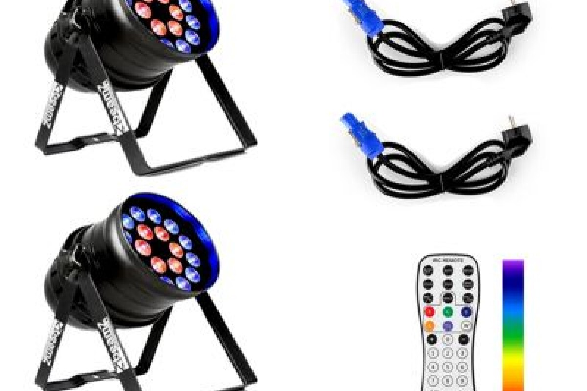 Location Kit 2 x  Projecteur multicolore LED 18 x 12 watts RGBW  +  télécommande - Lightyshare