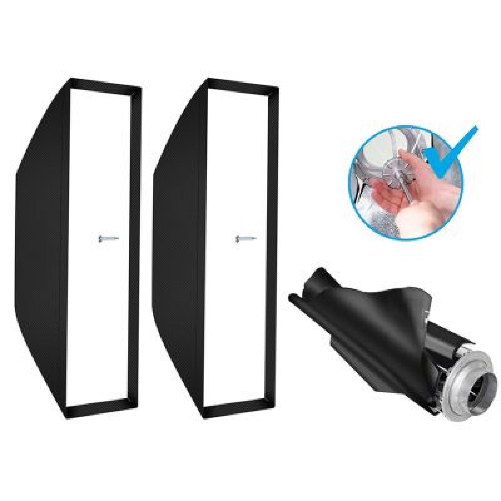 2 x Softbox Striplight  30 cm x 120 cm  monture Bowens - Photo 1 sur 3