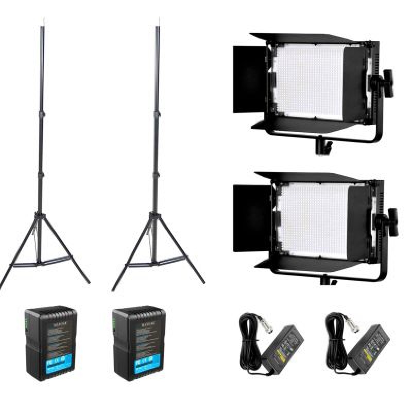 2 Panneaux 1000 LED  + 2 PIEDS+ 2 BATTERIES - Photo 1 sur 1