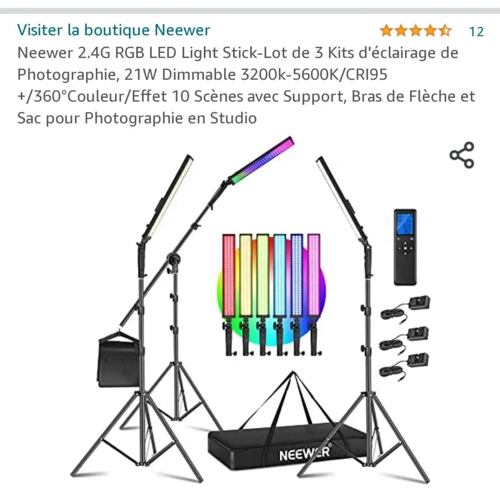 Neewer Kit 3 LED Lumière vidéo - Photo 1 sur 5