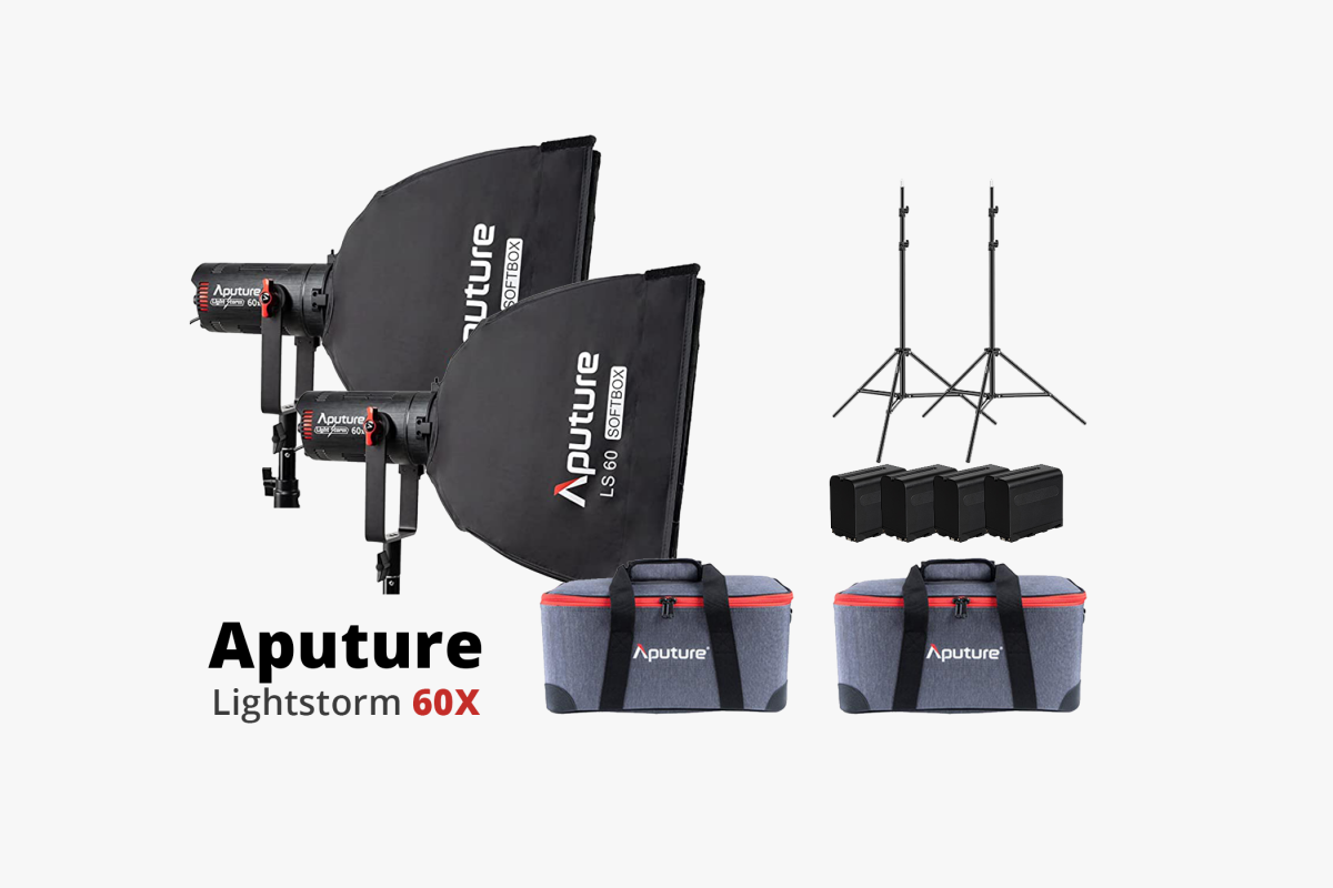 Location Kit 2 Aputure LS 60X + Softbox, trépied, 2 batteries Bicolor light storm éclairage - Lightyshare