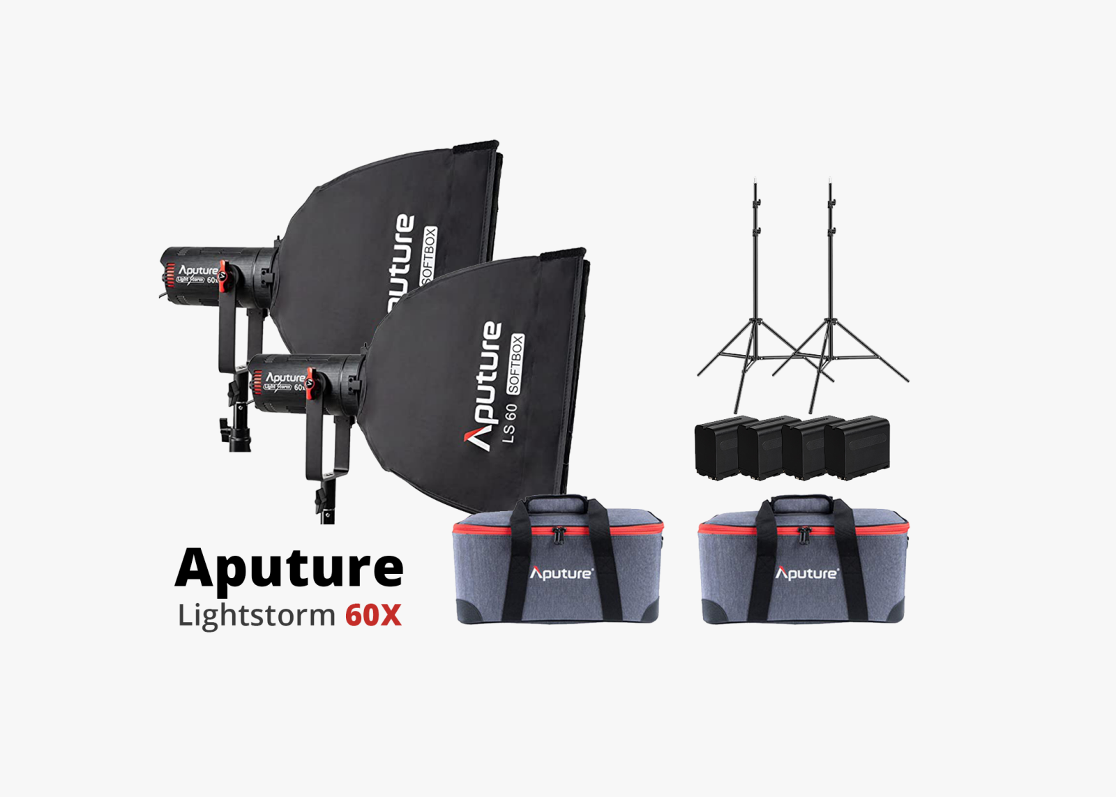 Kit 2 Aputure LS 60X + Softbox, trépied, 2 batteries Bicolor light storm éclairage - Photo 1 sur 4