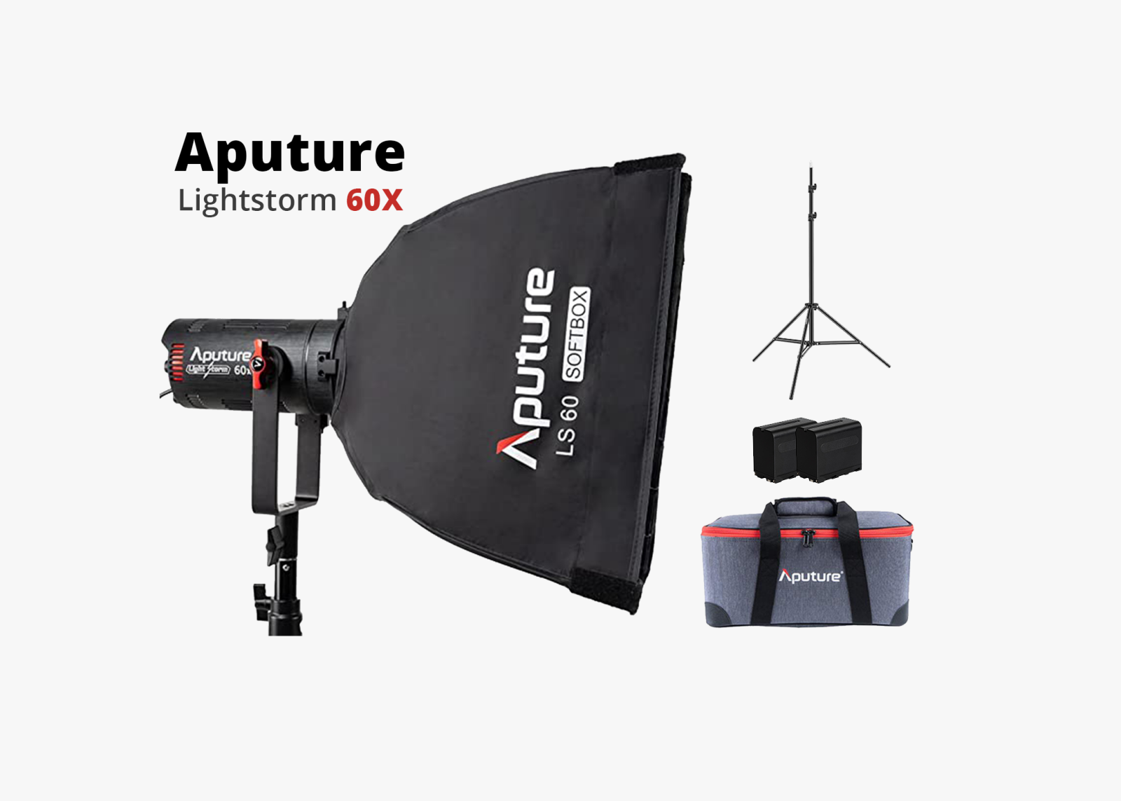 Kit 2 Aputure LS 60X + Softbox, trépied, 2 batteries Bicolor light storm éclairage - Photo 4 sur 4