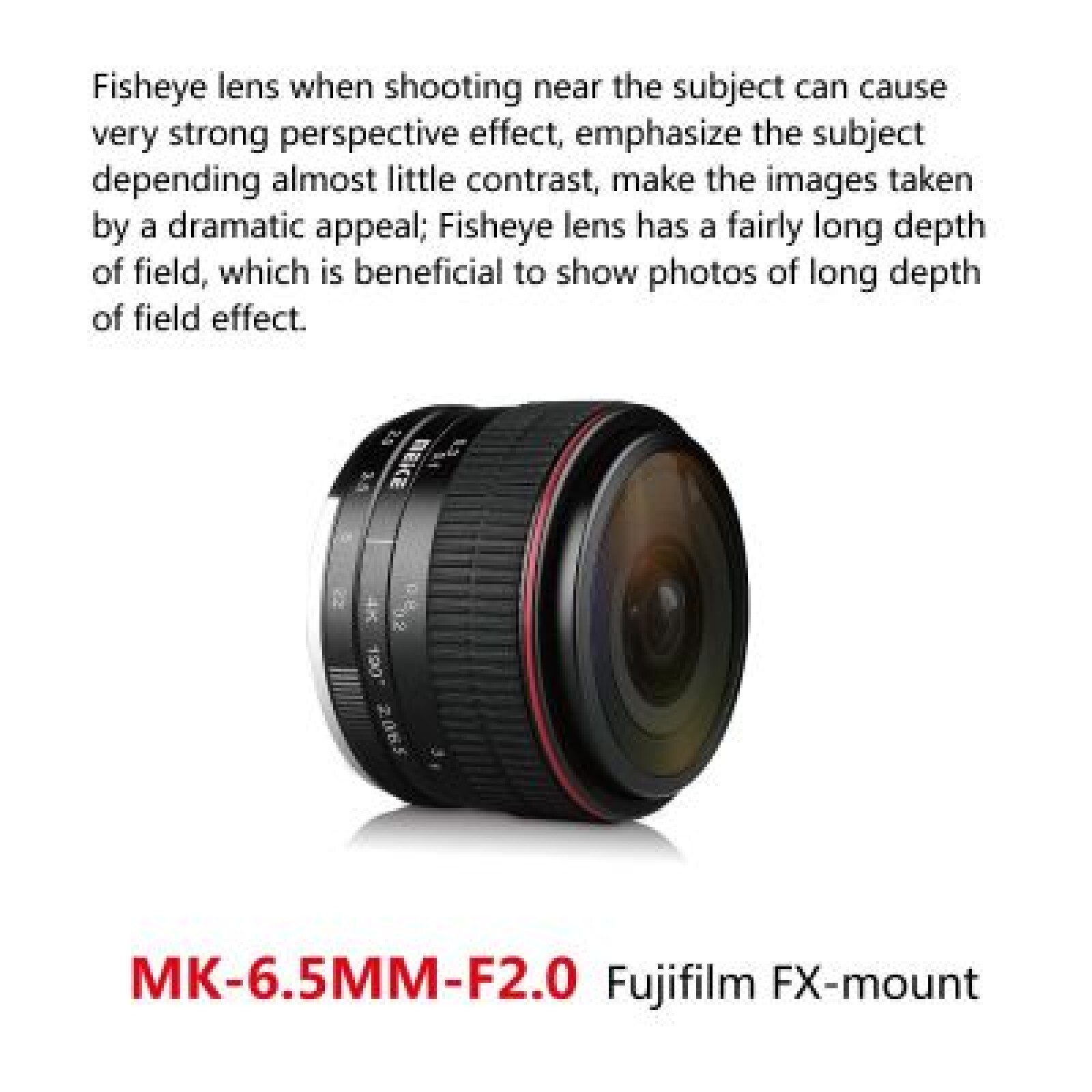 6,5mm f/2.8 fisheye rond Meike pour Fuji X - Photo 2 sur 4