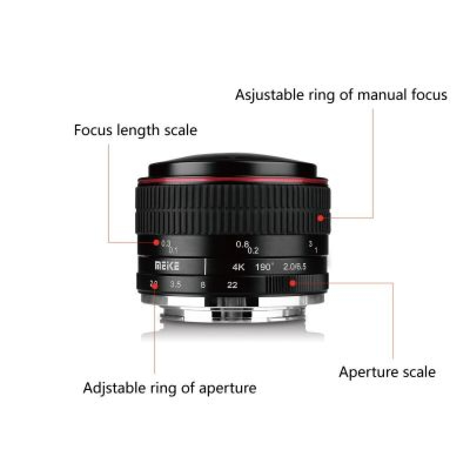 6,5mm f/2.8 fisheye rond Meike pour Fuji X - Photo 4 sur 4