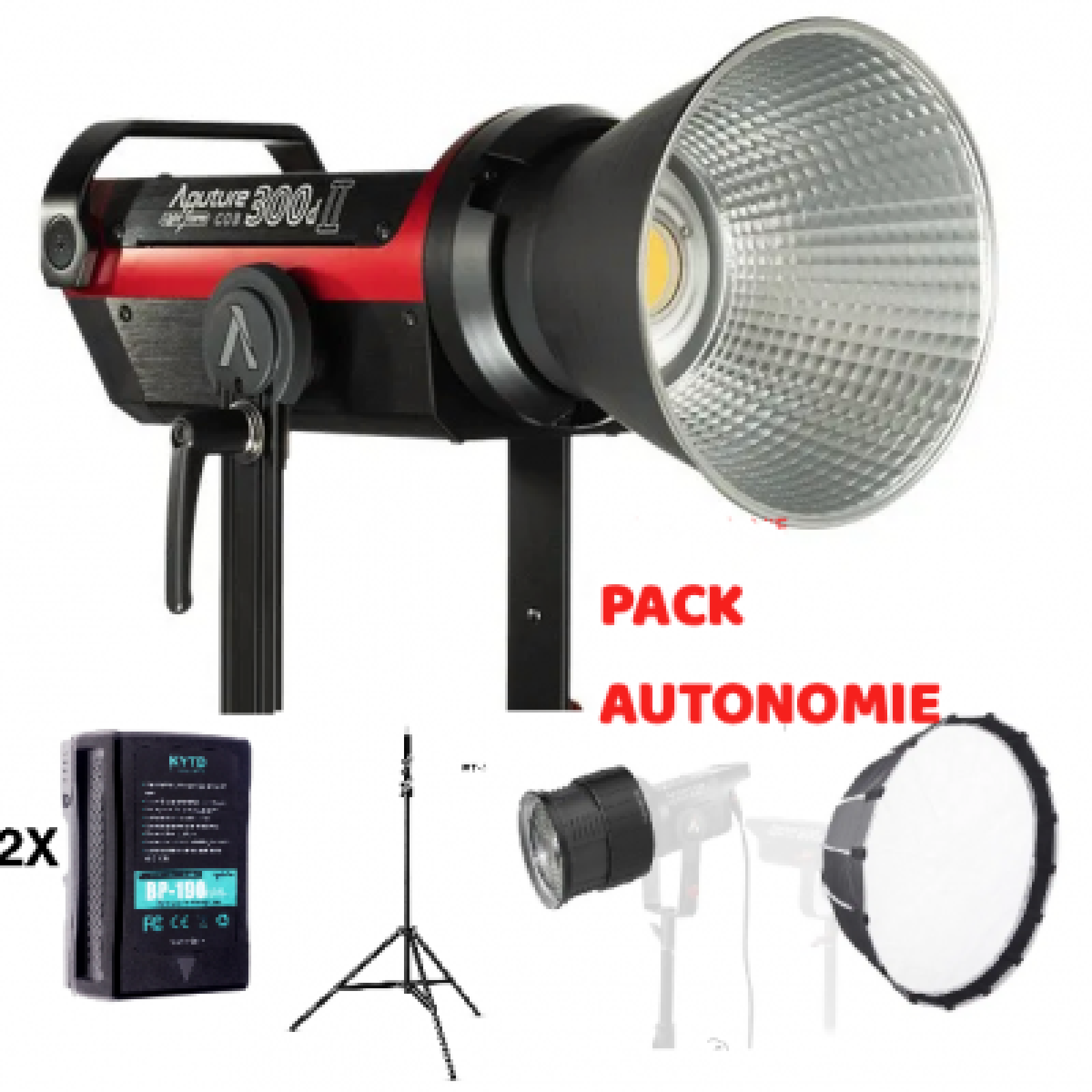 PACK Aputure COB 300D Mark II + kit V-lock et accessoires - Photo 1 sur 3