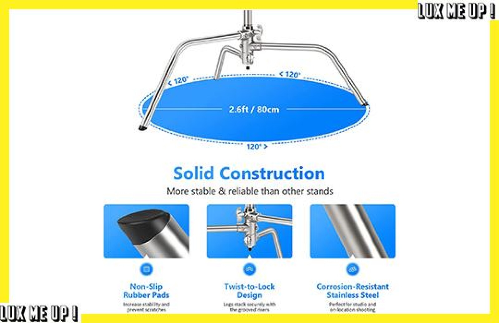 C-Stand Neewer PRO 100% Métal Hauteur Max 305cm + perche 1,20m + 2 rotules - Photo 4 sur 7