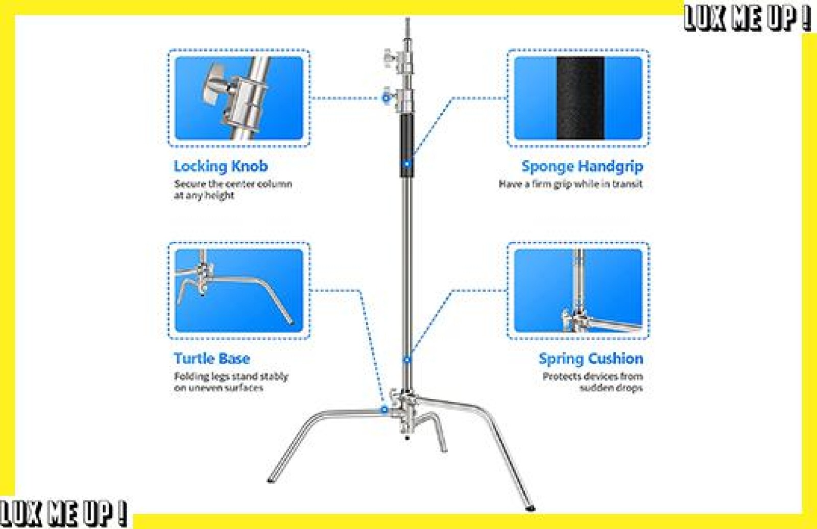 C-Stand Neewer PRO 100% Métal Hauteur Max 305cm + perche 1,20m + 2 rotules - Photo 6 sur 7