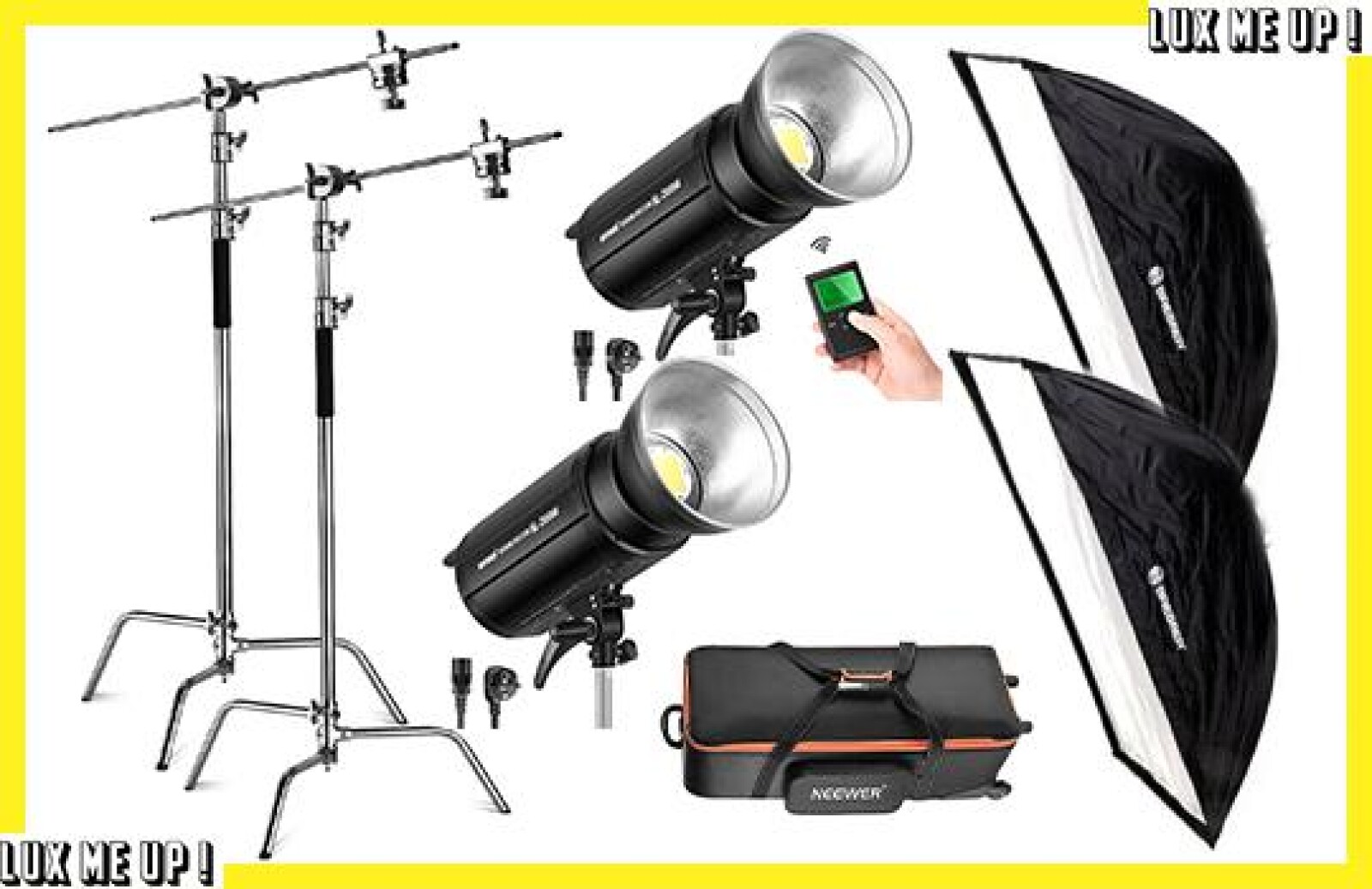 Kit 2 x 200W LED + Softbox 140*60 + C-Stand - Photo 1 sur 9