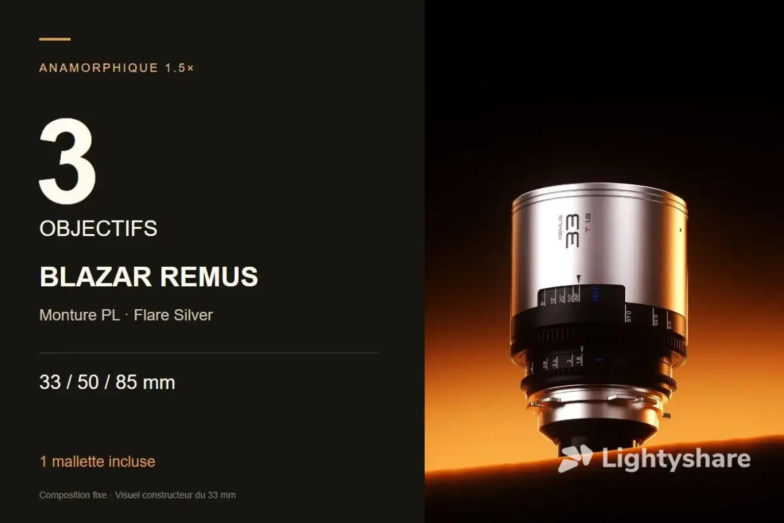 Pack 3 Blazar Remus 1.5x — 33 / 50 / 85 mm — PL Silver - Photo 1 sur 1