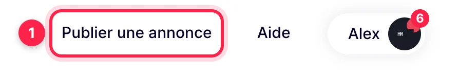 Barre du haut du site : bouton Publier une annonce